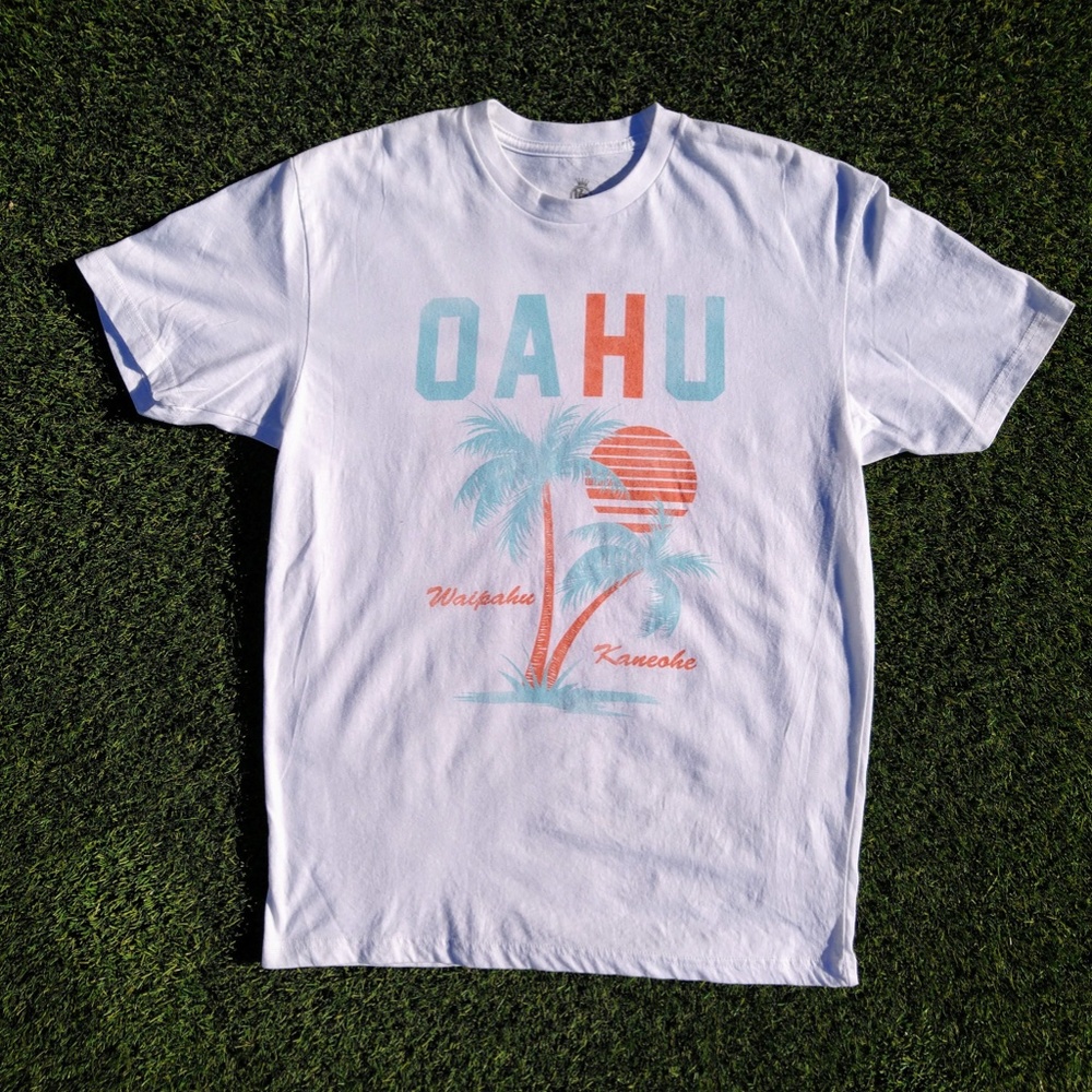 OAHU Waipahu Kaneohe Hawaii Adult Medium Super Soft Body Rags White Shirt New